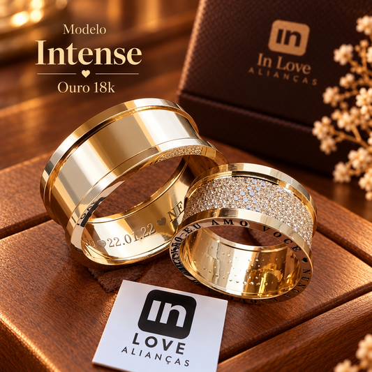 Par de Alianças em Ouro 18k - Modelo Intense | 10mm | 12x R$1.599.