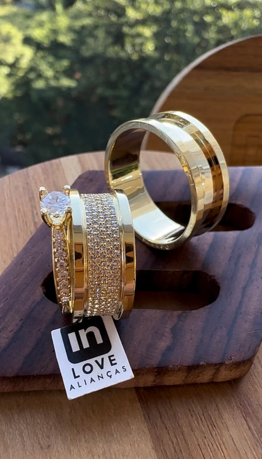 Alianças de Casamento em Ouro 18k - Modelo Intense | 8mm | 12x R$916