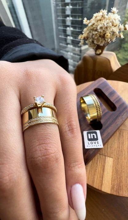 Alianças de Casamento em Ouro 18k - Modelo Sorte | 8mm | 12x R$666
