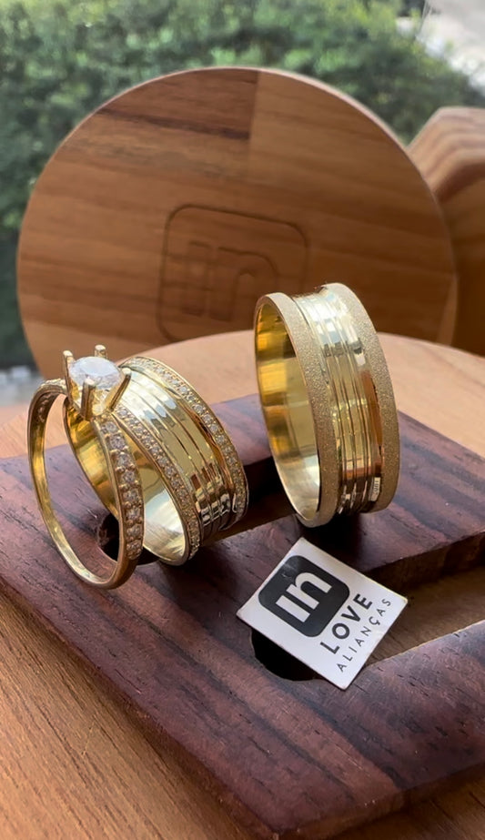 Alianças de Casamento em Ouro 18k - Modelo Paraíso | 7mm | 12x R$499