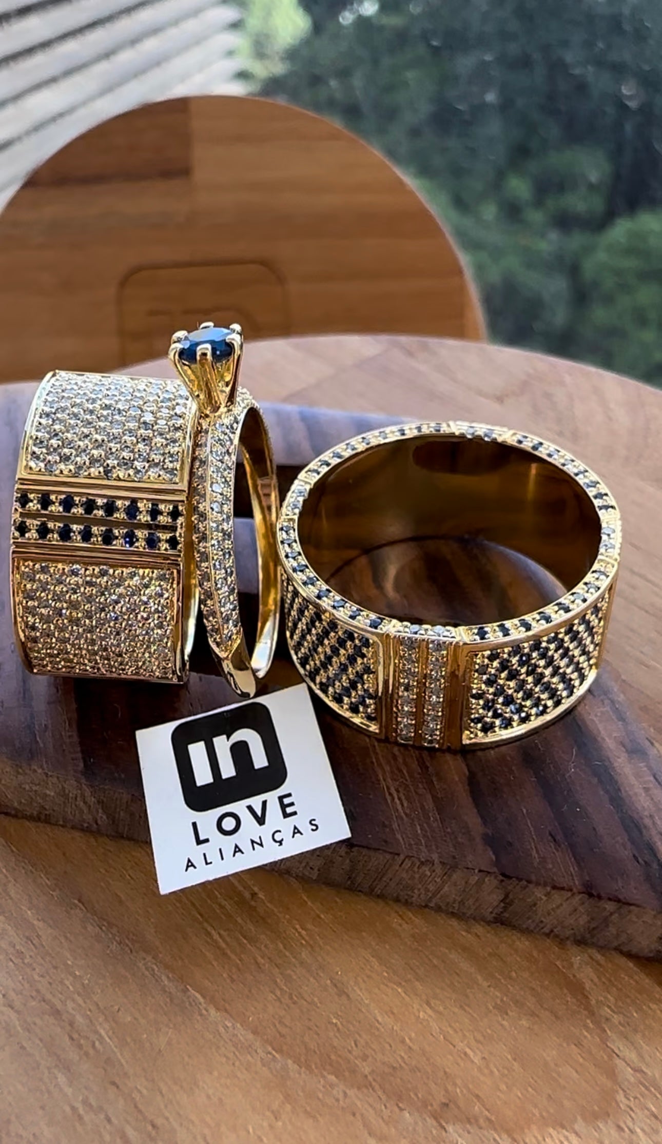 Par de Alianças + Anel em Ouro 18k | Kit Eu Amo Você | 12x 2.499,00