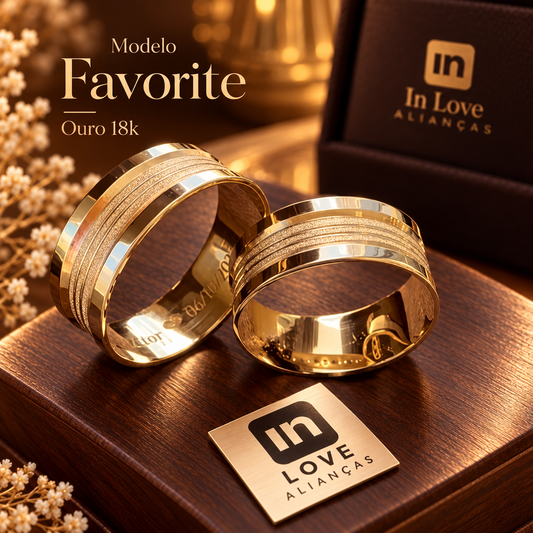 Par de Alianças em Ouro 18k - Modelo Favorite | 7mm | 12x R$649
