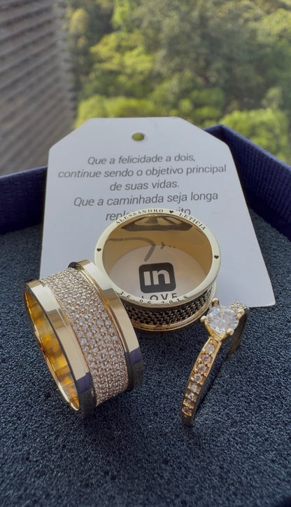 Par de Alianças em Ouro 18k - Modelo Intense Duo | 9mm | 12x R$1.499.