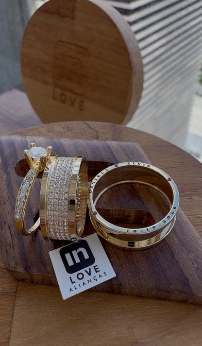 Par de Alianças em Ouro 18k - Modelo Intense | 7mm | 12x R$999.