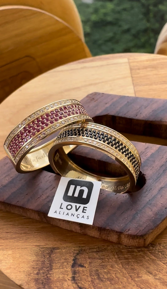 Alianças de Casamento em Ouro 18k - Modelo Miragem Duo | 6mm | 12x R$1.165.83