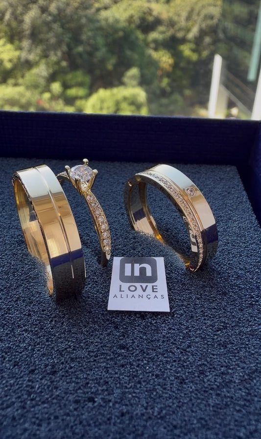 Par de Alianças em Ouro 18k - Modelo Lírios | 5mm | 12x R$758
