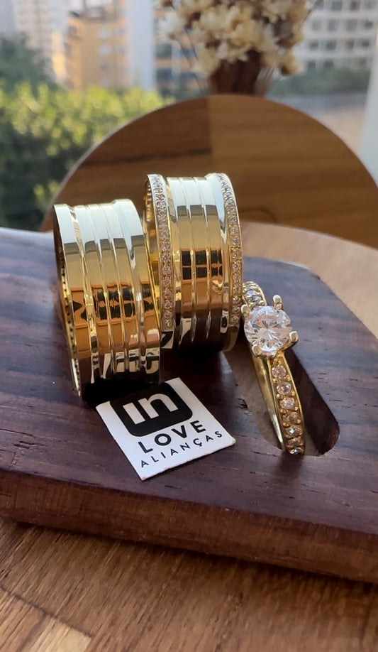 Alianças de Casamento em Ouro 18k - Modelo Paraíso | 8mm | 12x R$582,50