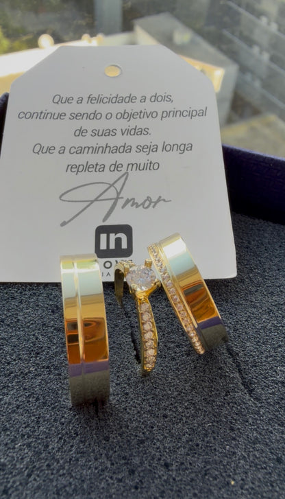 Par de Alianças em Ouro 18k - Modelo Eternamente | 5mm | 12x R$433