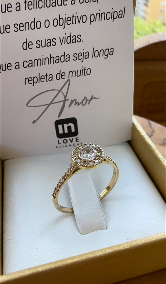 Anel Solitário Girassol em Ouro 18k - 12x R$150