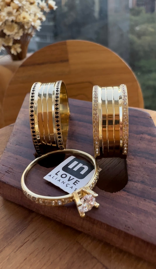 Alianças de Casamento em Ouro 18k - Modelo Paraíso | 8mm | 12x R$666
