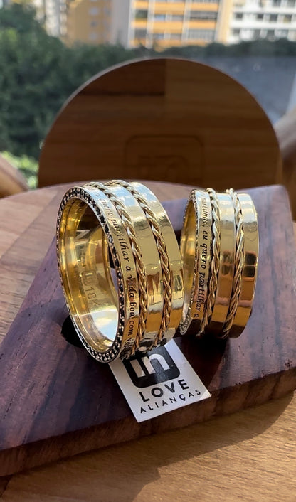 Alianças de Casamento em Ouro 18k - Modelo Partilhar | 8mm | 12x R$1.325