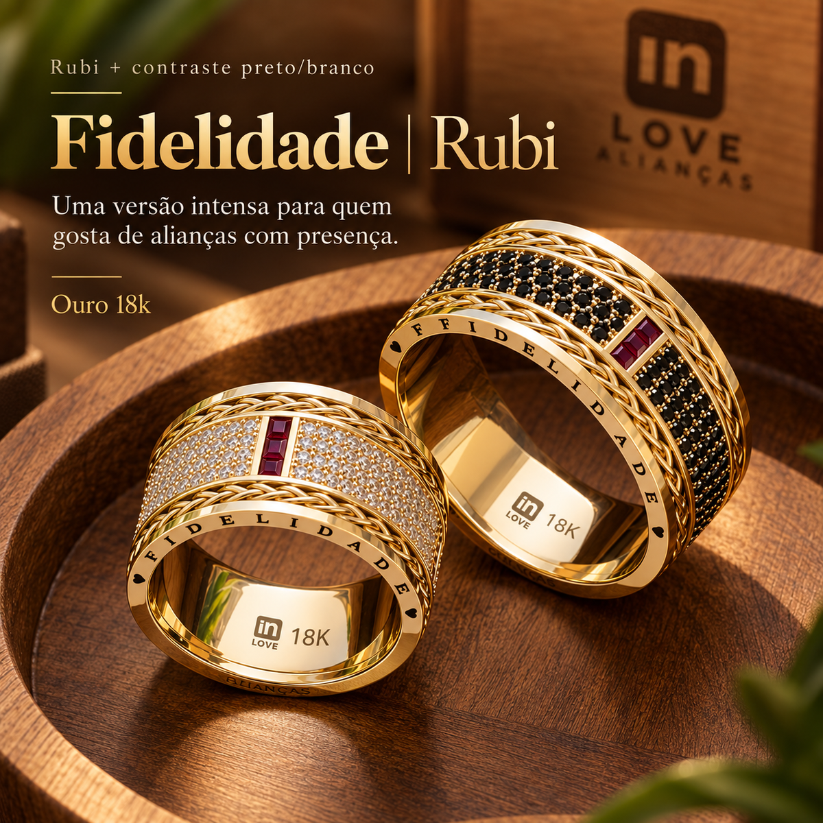 Par de Alianças em Ouro 18k - Modelo Fidelidade Duo | 10mm | 12x R$2.599.