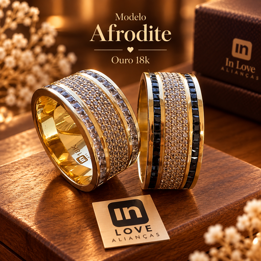 Par de Alianças em Ouro 18k - Modelo Afrodite | 10mm | 12x R$2.399.