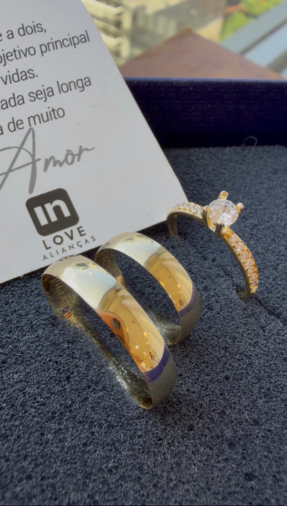 Par de Alianças em Ouro 18k - Modelo Tradicional | 4mm | 12x R$324