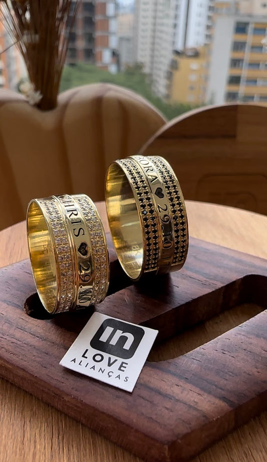 Alianças de Casamento em Ouro 18k - Modelo Par Perfeito Duo | 8mm | 12x R$999