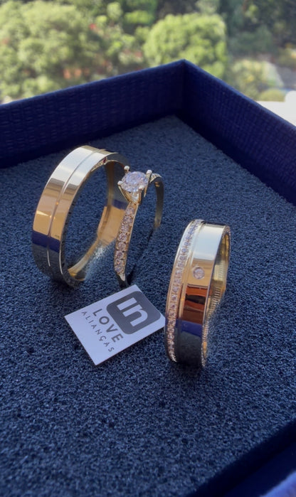 Par de Alianças em Ouro 18k - Modelo Lírios | 5mm | 12x R$758