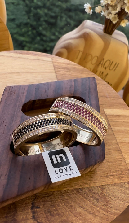 Alianças de Casamento em Ouro 18k - Modelo Miragem Duo | 6mm | 12x R$1.165.83