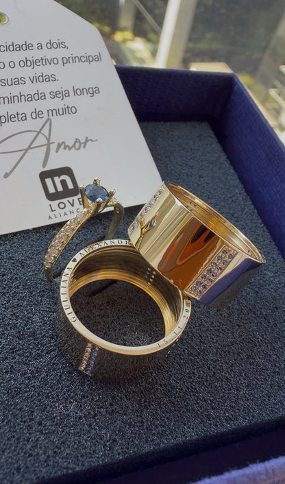 Par de Alianças em Ouro 18k - Modelo Eu Amo Você | 10mm | 12x R$1.199.