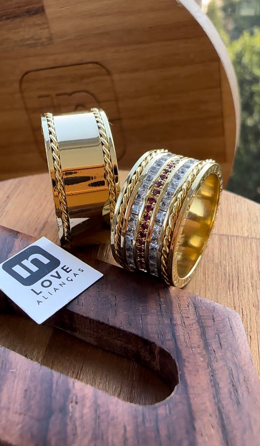 Alianças de Casamento em Ouro 18k - Modelo Ágape | 10mm | 12x R$1996.16