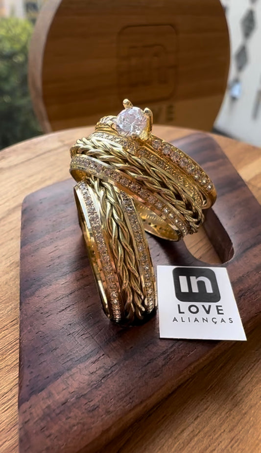 Alianças de Casamento em Ouro 18k - Modelo Trançado Duo | 7mm | 12x R$1.166