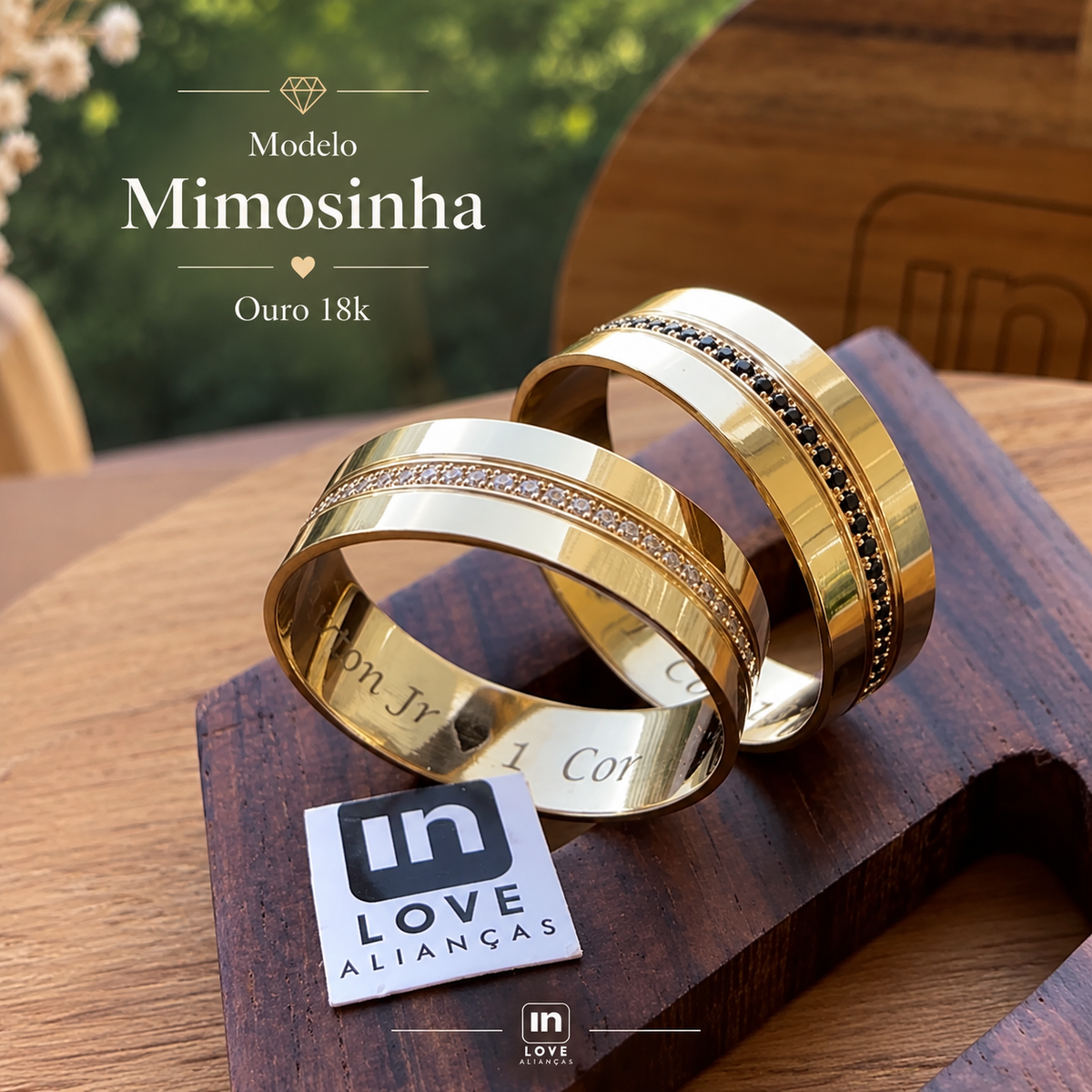 Par de Alianças em Ouro 18k - Modelo Mimosinha | 6mm | 12x R$649