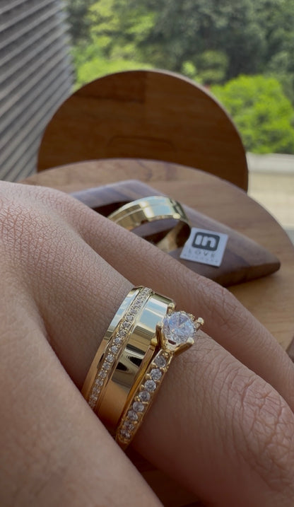 Par de Alianças em Ouro 18k - Modelo Nossa Energia | 6mm | 12x R$649