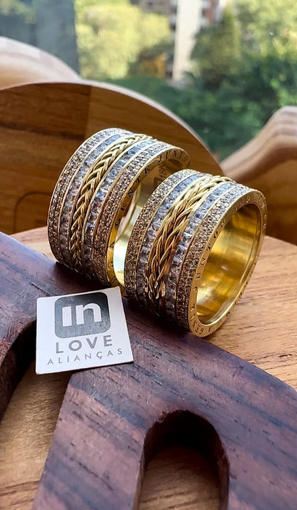 Alianças de Casamento em Ouro 18k - Modelo A Gente Junto | 10mm | 12x R$2.165,83