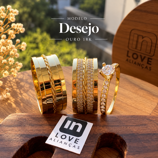 Par de Alianças em Ouro 18k - Modelo Desejo | 8mm | 12x R$899