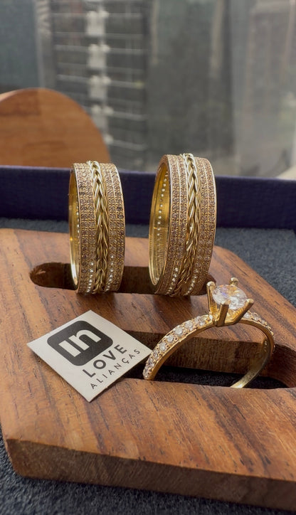 Par de Alianças em Ouro 18k - Modelo Eternity | 6mm |12x R$799