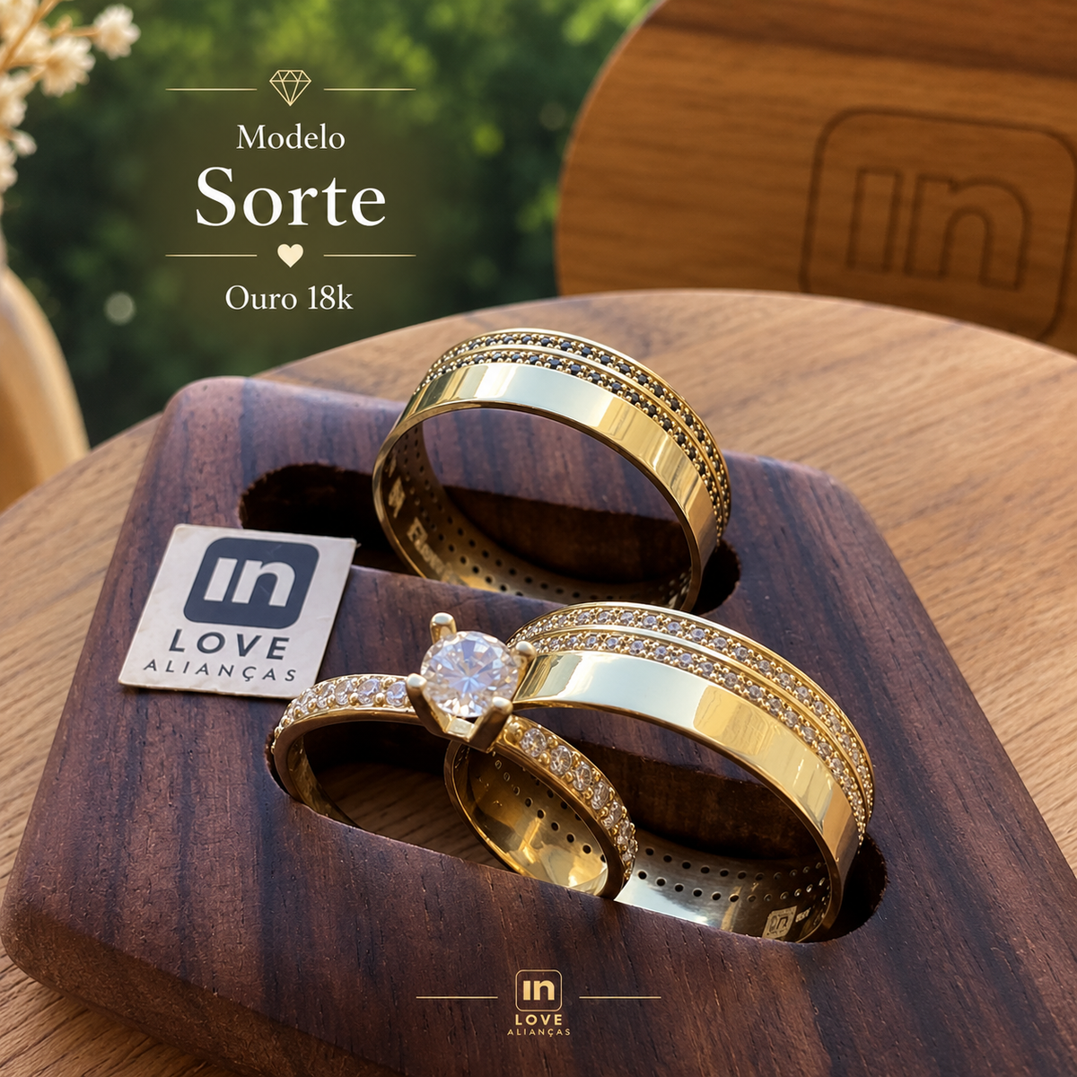 Par de Alianças em Ouro 18k - Modelo Sorte | 6mm | 12x R$649