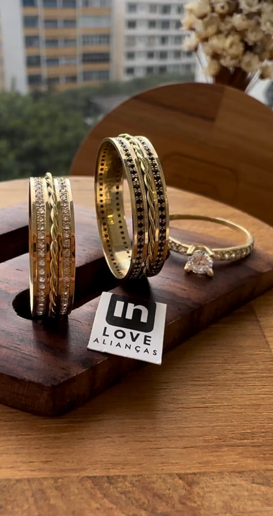 Alianças de Casamento em Ouro 18k - Modelo Conquista Duo | 5mm | 12x R$611,66