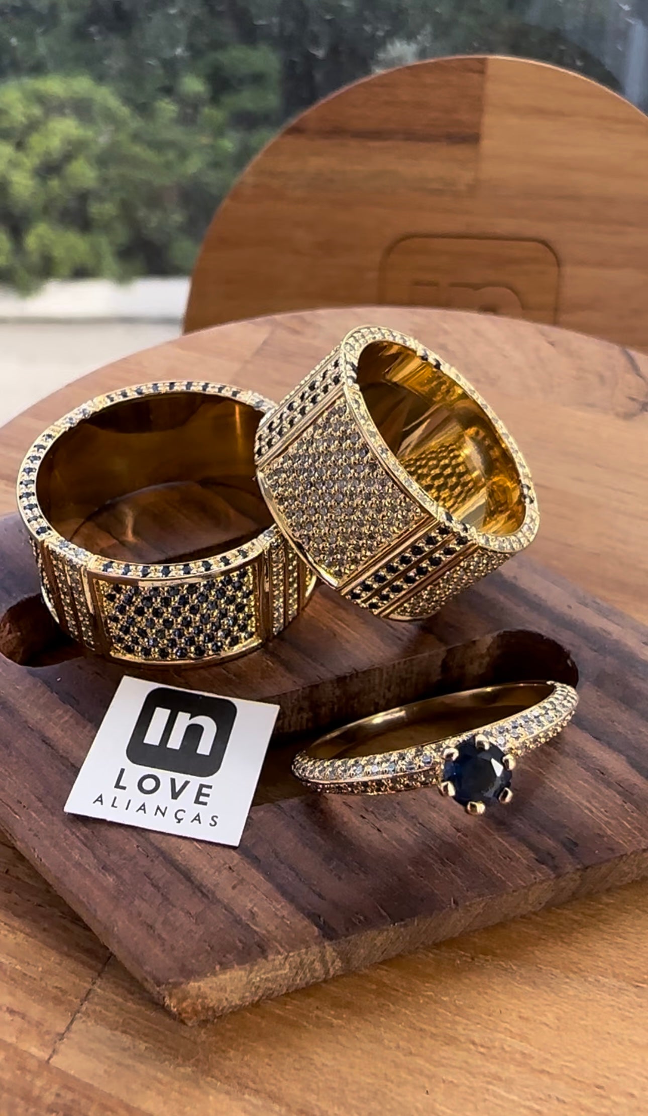 Par de Alianças + Anel em Ouro 18k | Kit Eu Amo Você | 12x 2.499,00