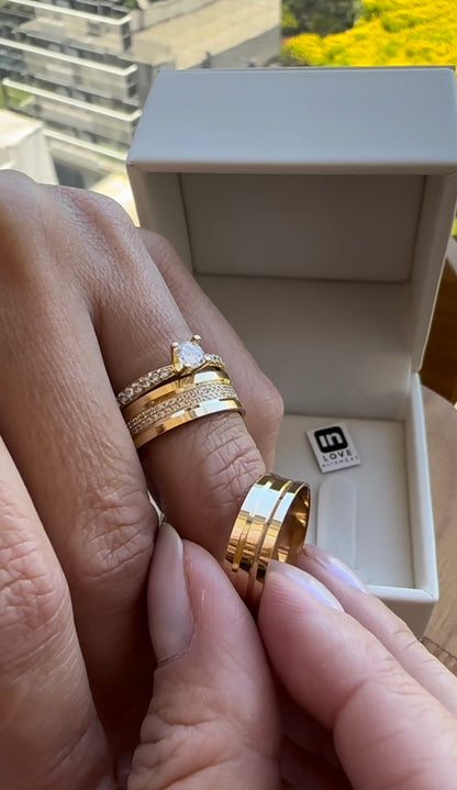 Par de Alianças em Ouro 18k - Modelo Capítulos | 6mm |12x R$499