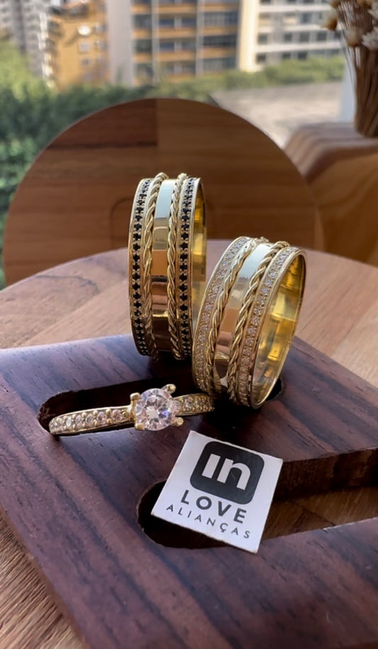Alianças de Casamento em Ouro 18k - Modelo Momentos | 7mm | 12x R$640