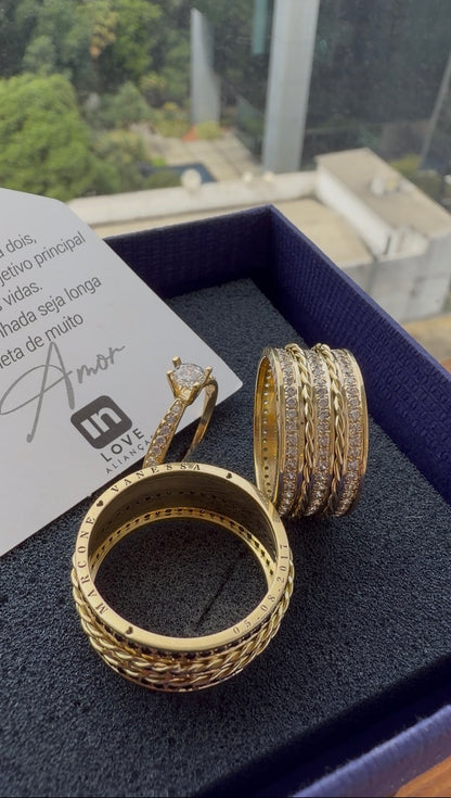 Par de Alianças em Ouro 18k - Modelo Momentos | 10mm | 12x R$1.899.