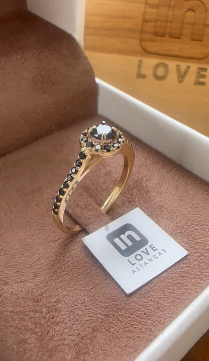 Anel Solitário Girassol em Ouro 18k - 12x R$275