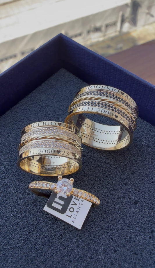 Par de Alianças em Ouro 18k - Modelo Desejo | 10mm | 12x R$1.499.
