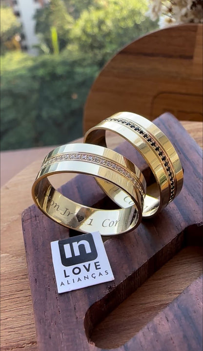 Alianças de Casamento em Ouro 18k - Modelo Mimosinha | 6mm | 12x R$499