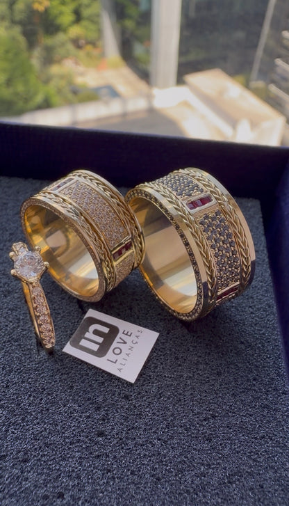 Par de Alianças em Ouro 18k - Modelo Fidelidade Duo | 10mm | 12x R$2.599.