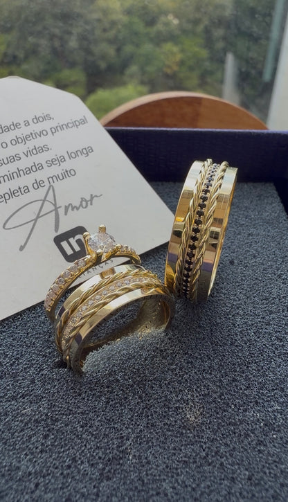 Par de Alianças em Ouro 18k - Modelo Bem que se quis | 7mm | 12x R$999.