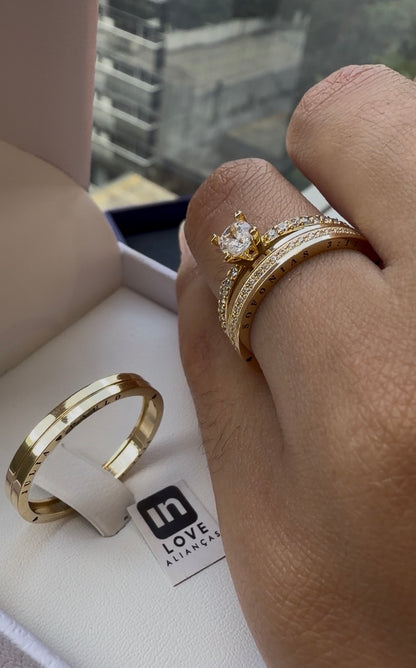 Par de Alianças em Ouro 18k - Modelo Mimosinha | 3mm | 12x R$649