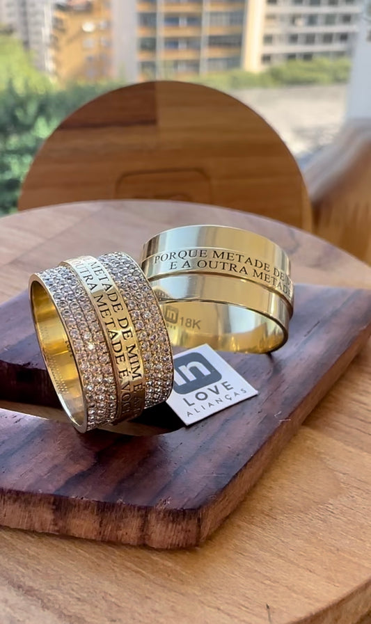 Alianças de Casamento em Ouro 18k - Modelo Par Perfeito | 10mm | 12x R$1.333