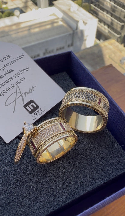 Par de Alianças em Ouro 18k - Modelo Fidelidade Duo | 10mm | 12x R$2.599.