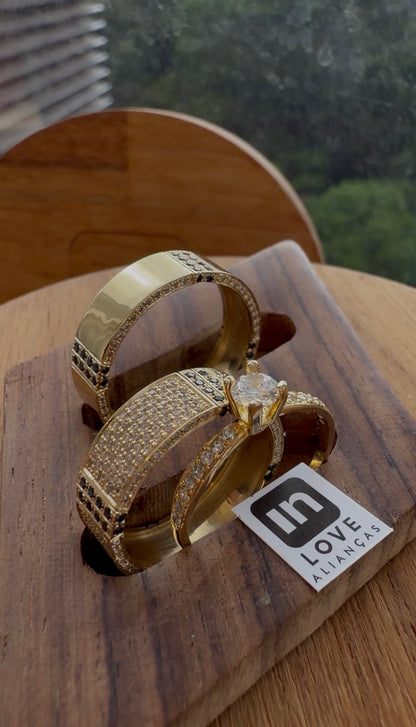Par de Alianças em Ouro 18k - Modelo Eu Amo Você  | 6mm | 12x R$1.324.