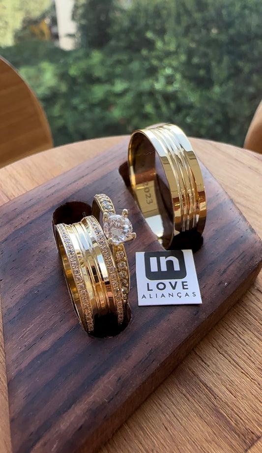 Alianças de Casamento em Ouro 18k - Modelo Paraíso | 6mm | 12x R$416