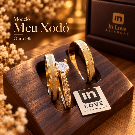 Par de Alianças em Ouro 18k - Modelo Meu Xodó | 3mm |12x R$216