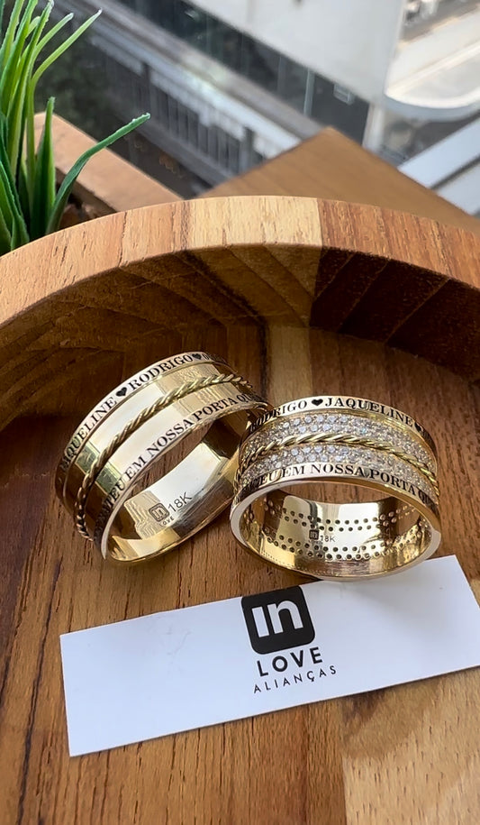Alianças de Casamento em Ouro 18k - Modelo Desejo One | 9mm | 12x R$1.166,00