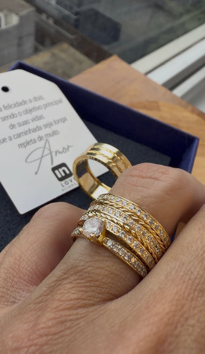 Par de Alianças em Ouro 18k - Modelo Momentos | 8mm | 12x R$1.199.