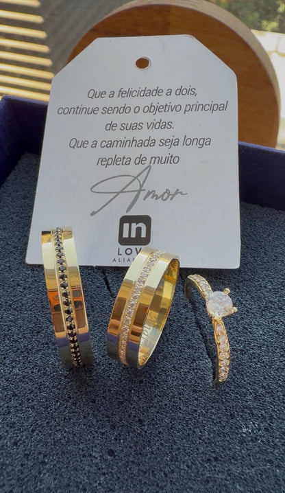 Par de Alianças em Ouro 18k - Modelo Mimosinha Duo | 5mm | 12x R$541