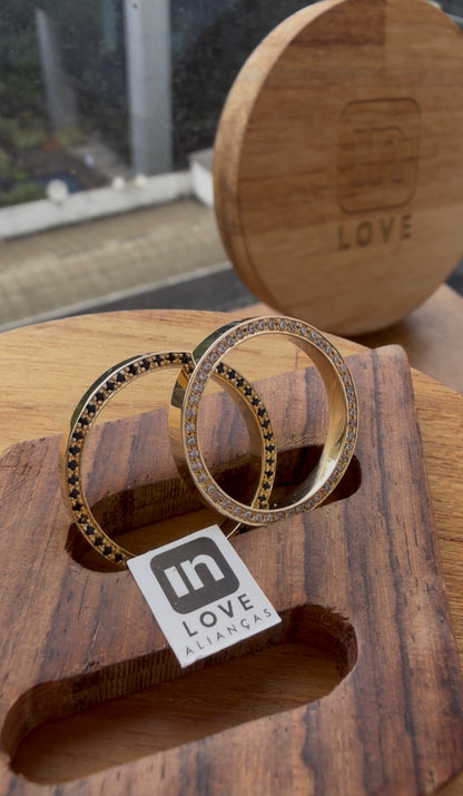 Par de Alianças em Ouro 18k - Modelo Amor Meu | 3mm | 12x R$758